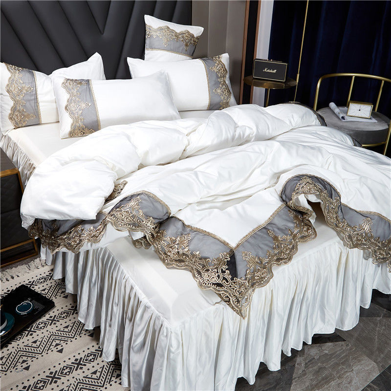 Four-piece Double-sided Ice Silk Bed Skirt For Household Use