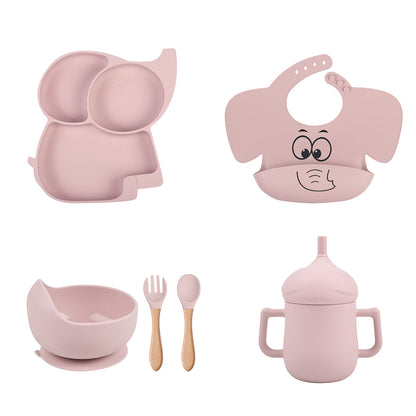 Ensemble de vaisselle en silicone pour enfants à motif d'éléphant