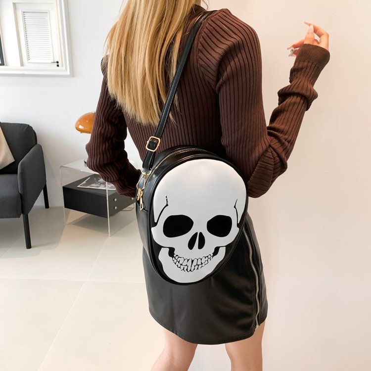 Halloween Skull Shoulder Bag Personality Funny Messenger Bag Kids Couples Outdoor Small Phone Bag For Women