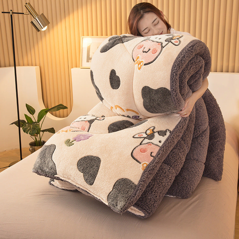 Winter Double-sided Fleece Thickened Warm Lamb Fleece Quilt