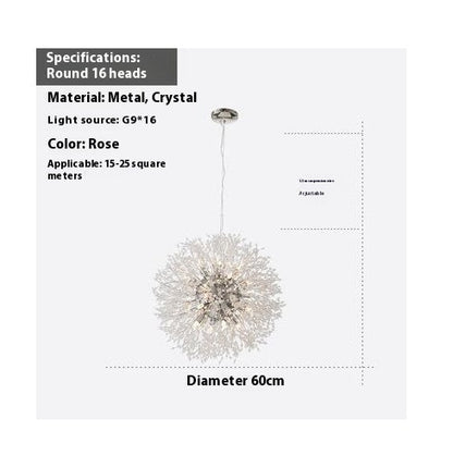 Dandelion Crystal Chandelier Restaurant Bedroom Clothing Shop Lighting