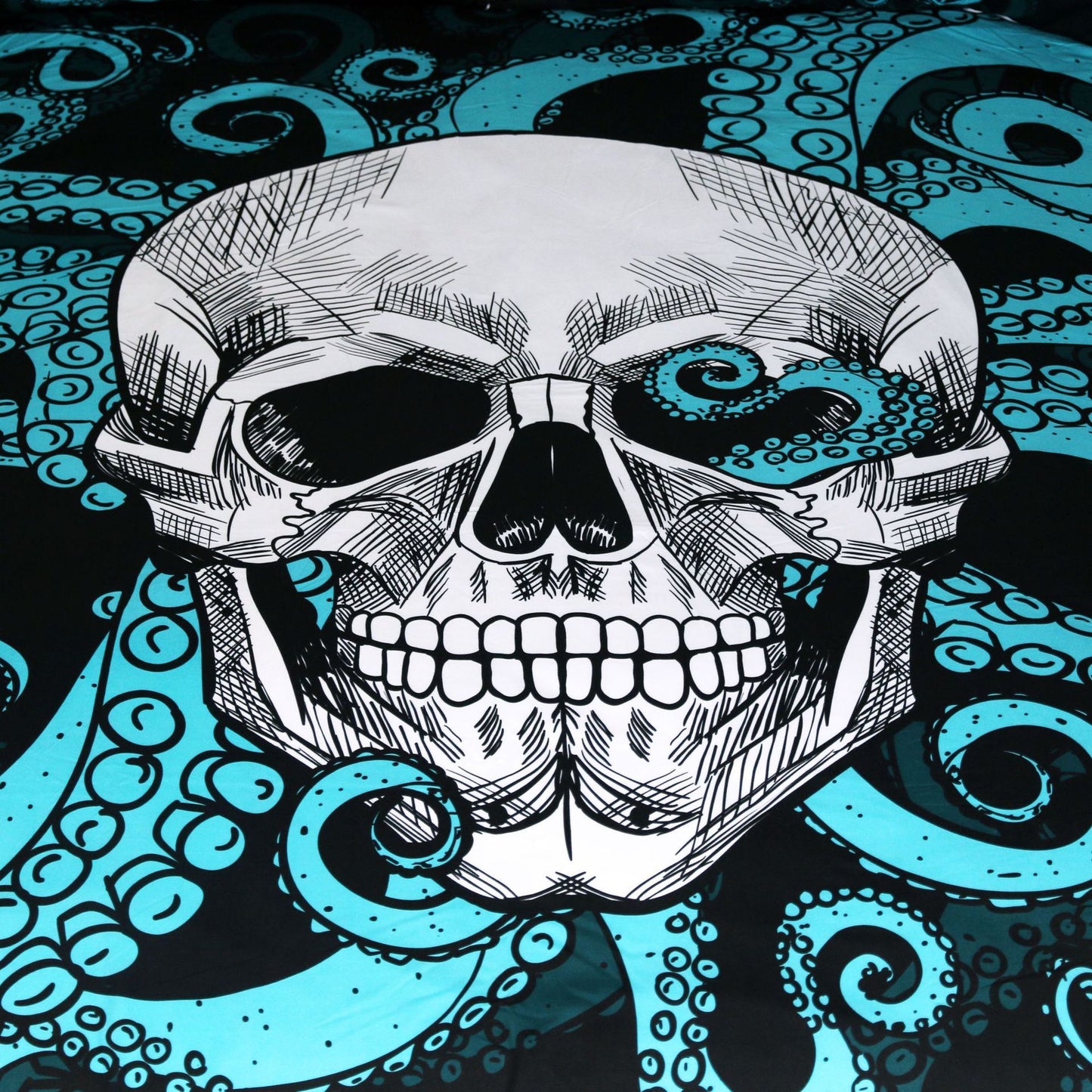 Octopus skull quilt cover three-piece bedding set