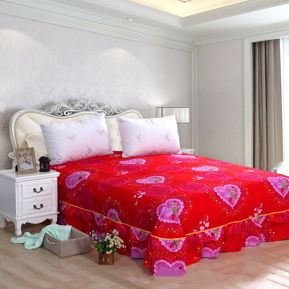 Four-piece cashmere brushed bedspread bed skirt