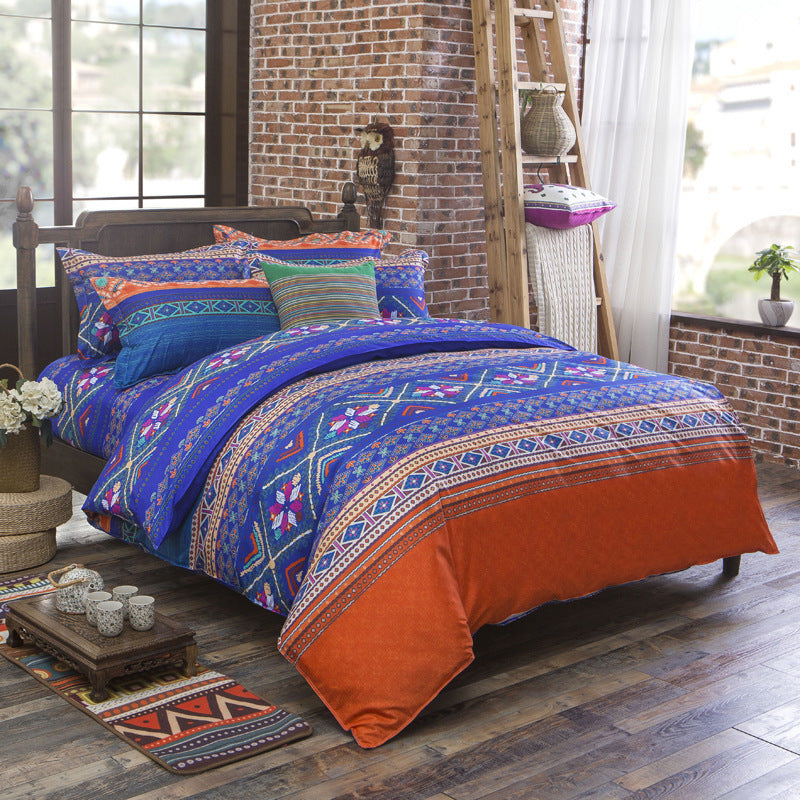 Three-piece Set Of Ethnic Printing On Polyester Bed