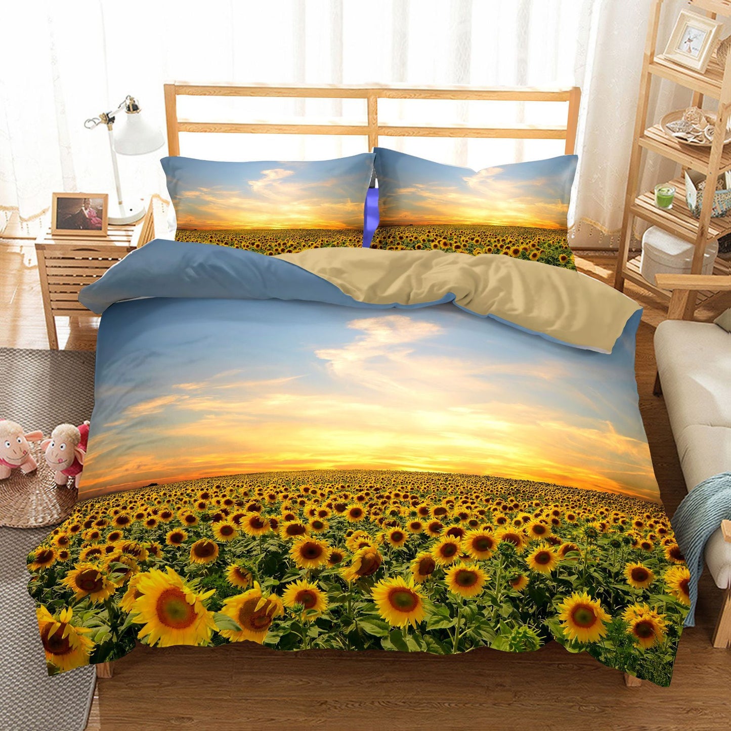 Three-piece Sunflower Quilt Cover Home Textile Bedding