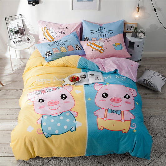 Cartoon four-piece cotton duvet cover