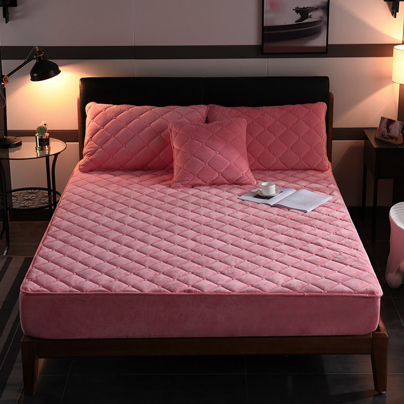 Crystal fleece padded bed cover