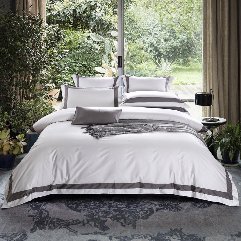 White four-piece hotel bedding cotton pure cotton European-style