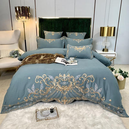 European-Style Luxury High-End Four-Piece Cotton Bed Linen And Silk Embroidery Quilt Cover