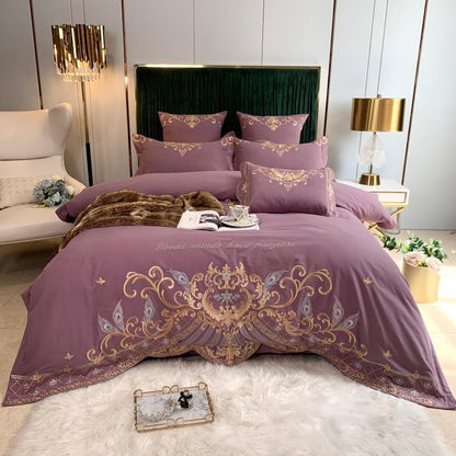 European-Style Luxury High-End Four-Piece Cotton Bed Linen And Silk Embroidery Quilt Cover