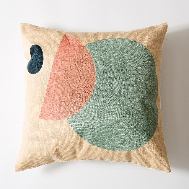 Embroidered cotton cushion