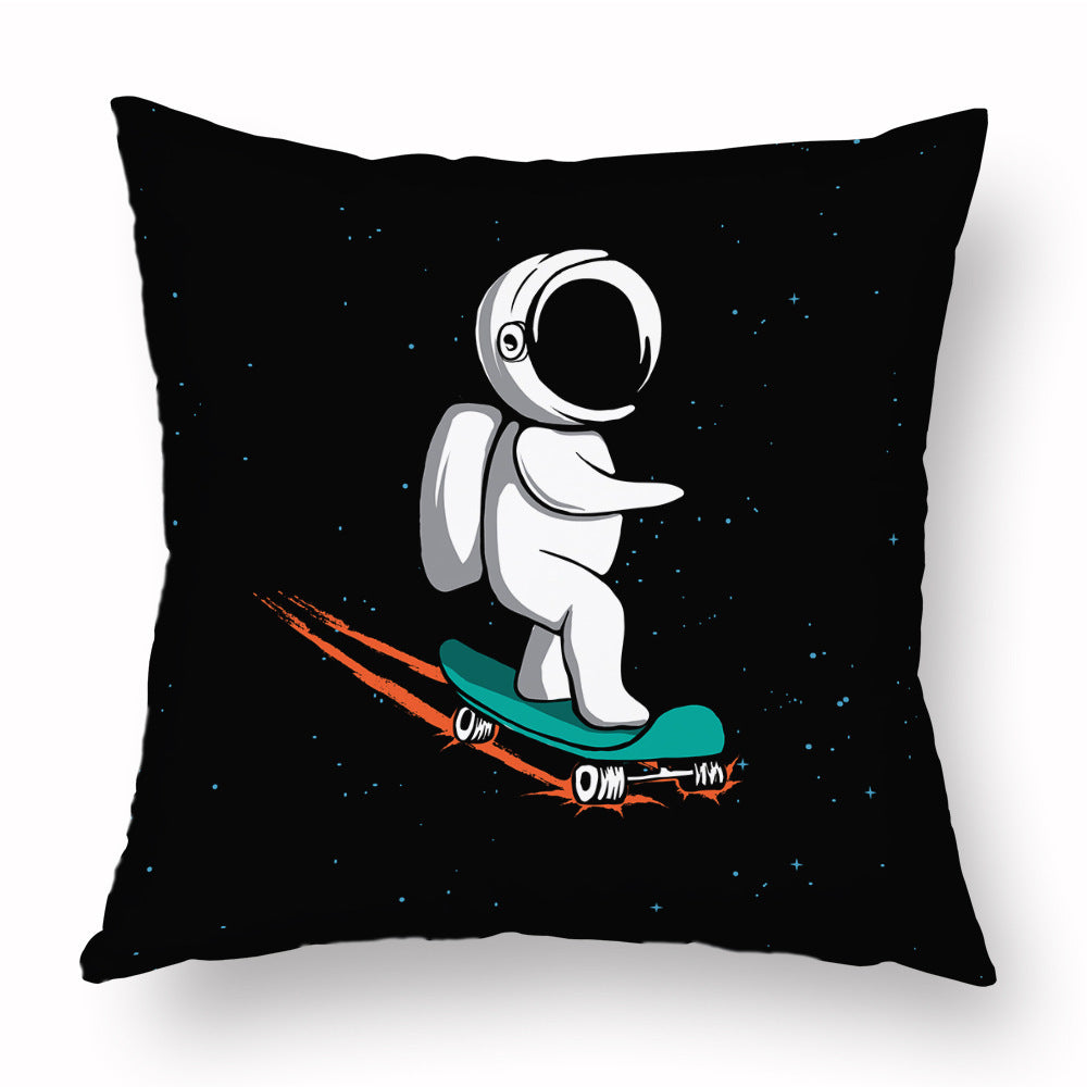 Taie d'oreiller courte en peluche représentant un astronaute de dessin animé