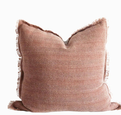 Summer Raw Edge Cotton And Linen Sofa Bed Decorative Cushion Square Waist Pillow