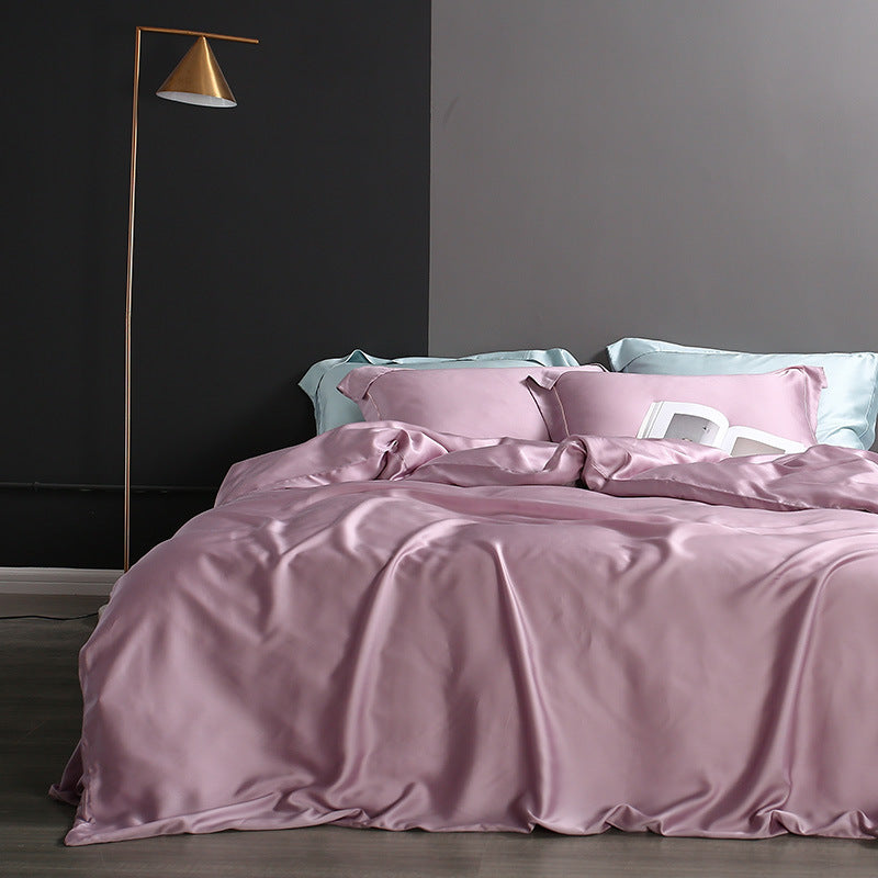 Ice silk pure color simple duvet cover sheet