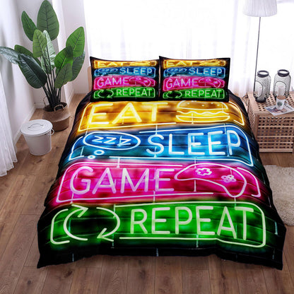 2023 Gamepad Bed Printed Three-piece Set Bed Sheet Coverlet Pillow Case