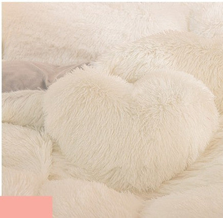 Thick Warm Mink Fur Plush Four-piece Set Pure Color Rhinestone Velvet Pvvelvet South Korean Velvet Tie-dyed 4-piece Set