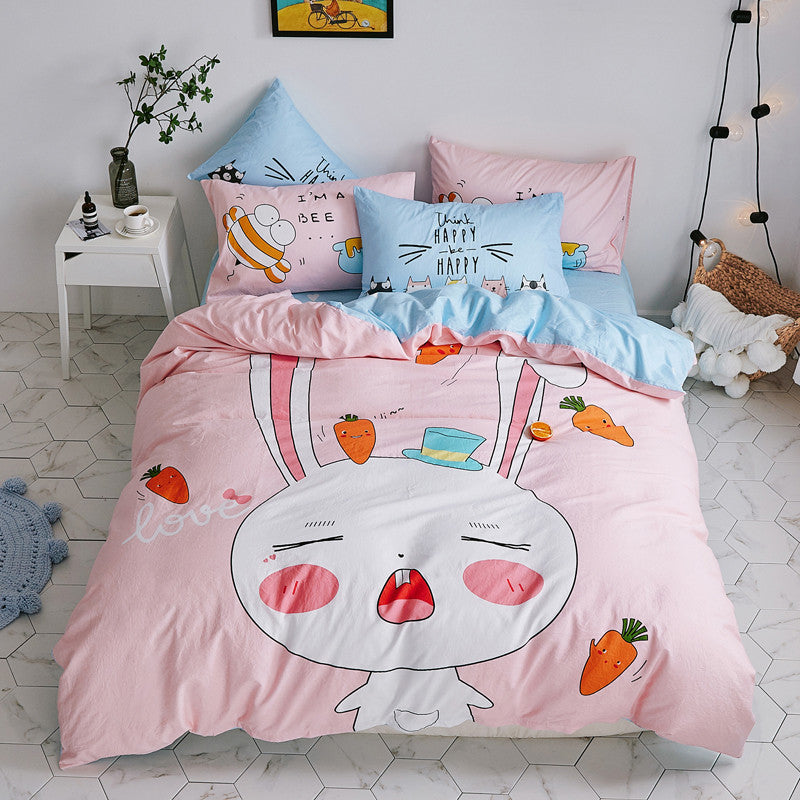 Cartoon four-piece cotton duvet cover