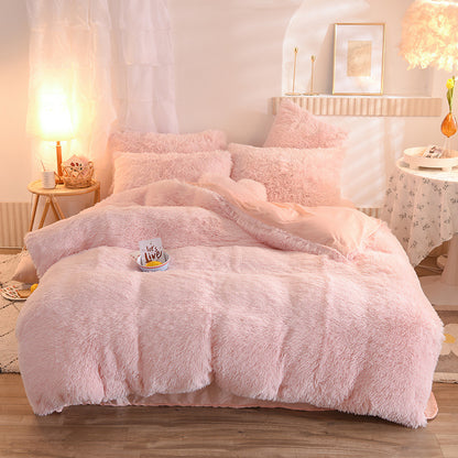 Housse de couette en polaire épaisse de luxe Queen King Winter Warm Bed Housse de couette Taie d'oreiller Fluffy Plush Shaggy Literie Ensemble de literie Hiver Corps Garder au chaud