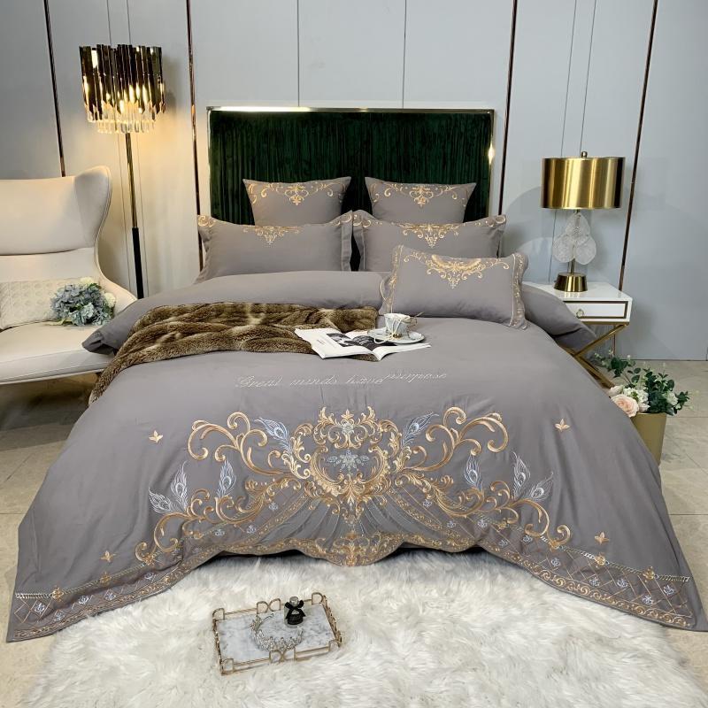 European-Style Luxury High-End Four-Piece Cotton Bed Linen And Silk Embroidery Quilt Cover