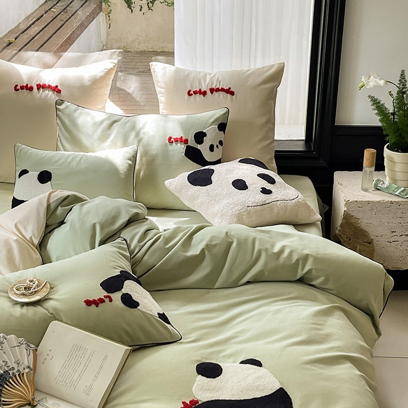 Cartoon Cute Style Cotton Sanding Duvet Cover Bed Sheet Bedding