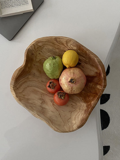 Cuenco creativo de madera maciza natural de gran capacidad para aperitivos y frutas