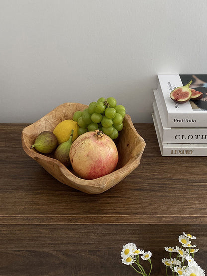 Cuenco creativo de madera maciza natural de gran capacidad para aperitivos y frutas