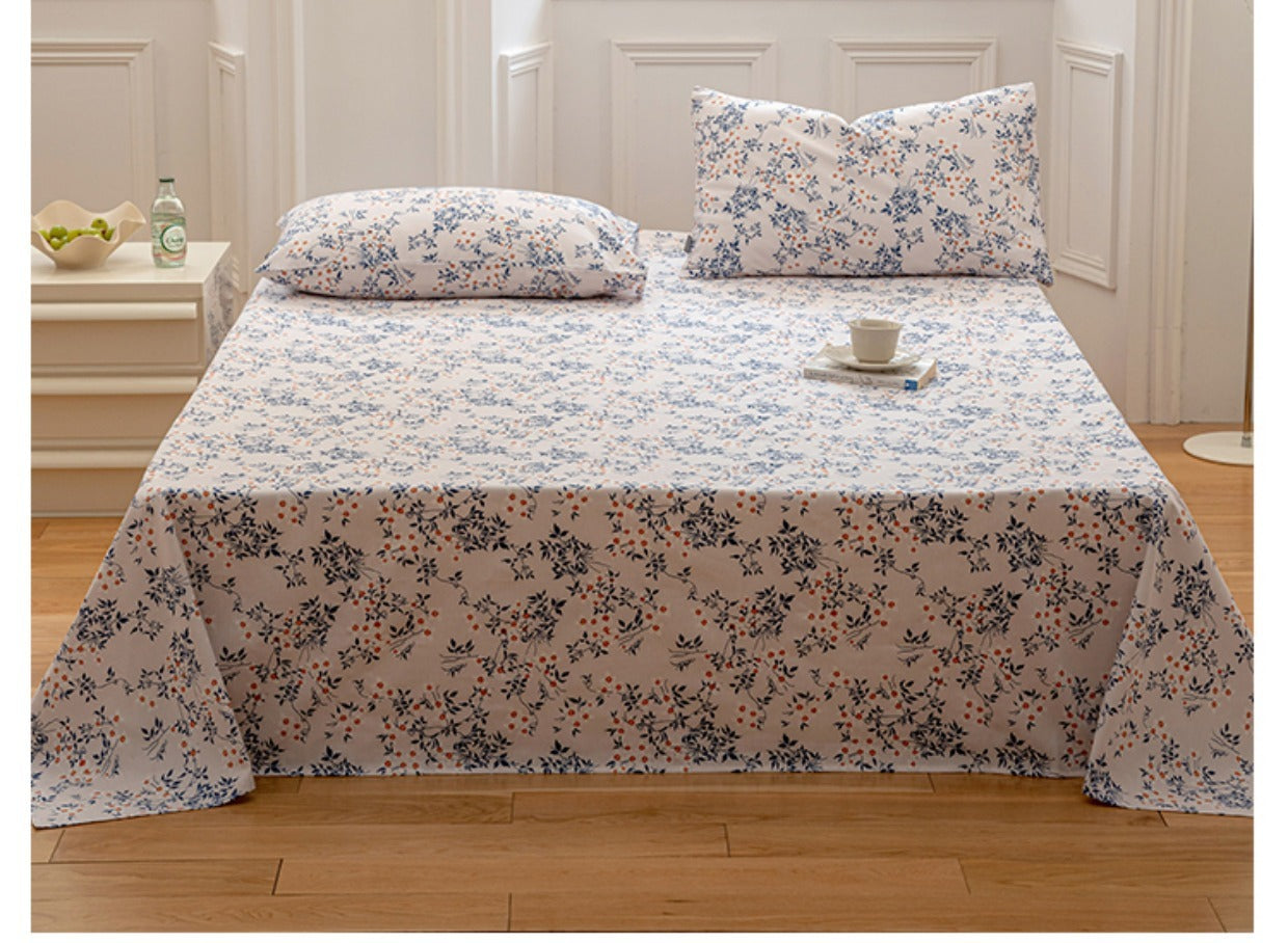 Cotton Printed Bed Sheet Single Item Pastoral Style Flower Single Piece