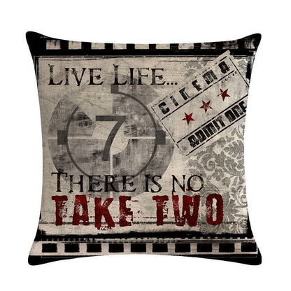 Home Retro Movie Subtitles Sofa Office Linen Pillowcase