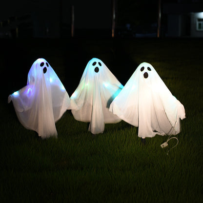 Halloween Skull Ghost Ornament Horror Outdoor Glowing Ghost Stake For Home Bar Haunted House Decoration