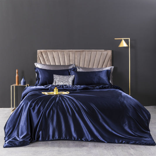 European-style Washed Silk Four-piece Set Can Not Afford The Ball Silky Nude Sleep Solid Color Summer Bedding