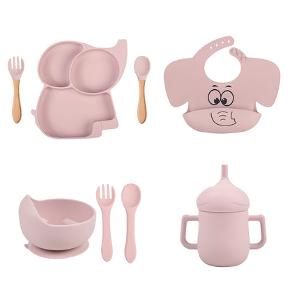 Ensemble de vaisselle en silicone pour enfants à motif d'éléphant