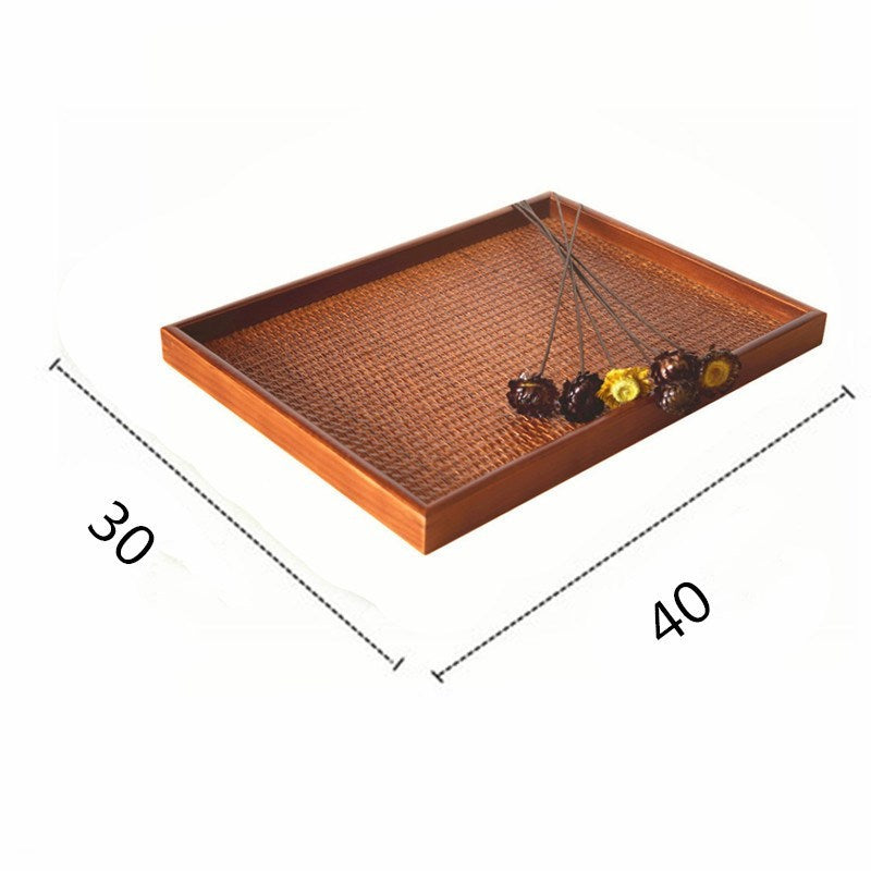 Rattan Woven Tea Tray Creative Tray Non-Slip Bamboo Woven Wooden Plate