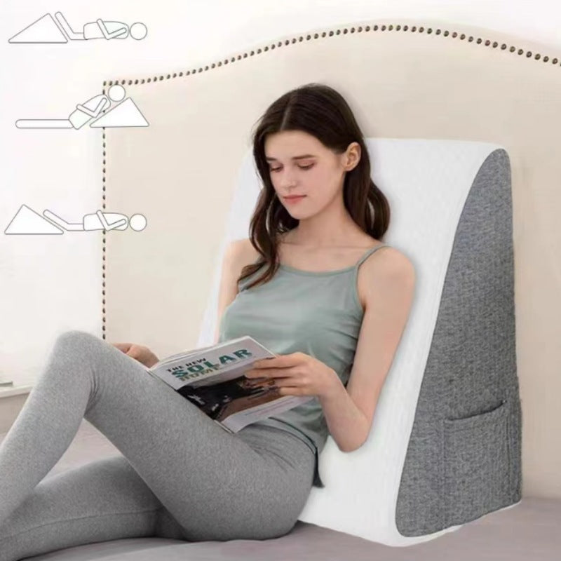 Coussin d'appui en éponge triangulaire Coussin de chevet Support de taille Oreiller incliné à moitié allongé à moitié allongé