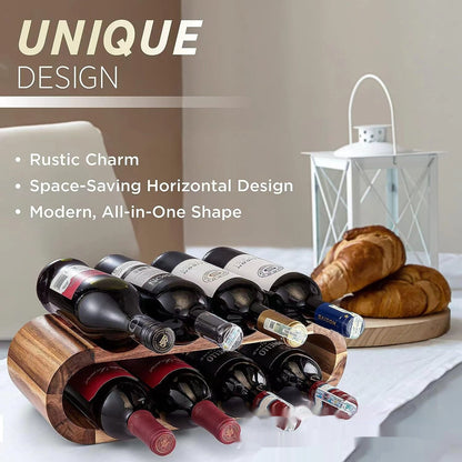 Wooden Double-layer Wine Ornaments Solid Wood Desktop Display Rack