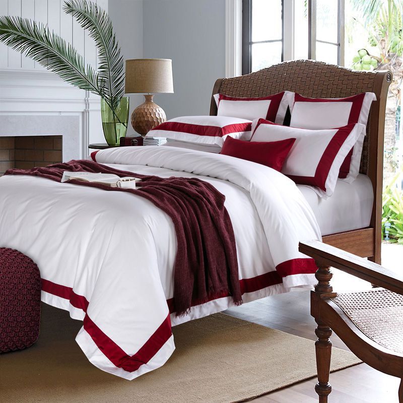 White four-piece hotel bedding cotton pure cotton European-style