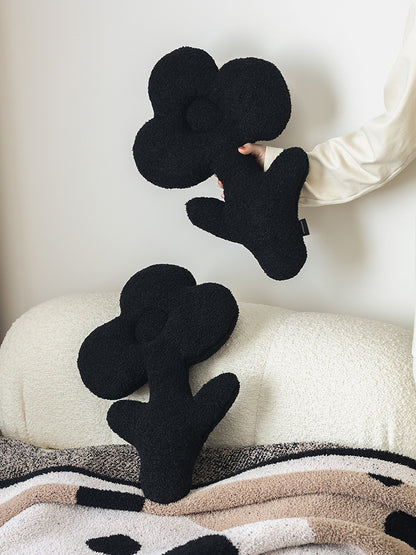 Plush Black Teddy Flower Pillow Sofa Bedding