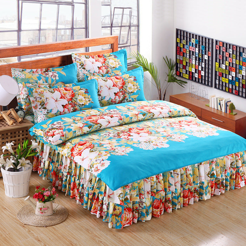 Four piece set on cotton bed