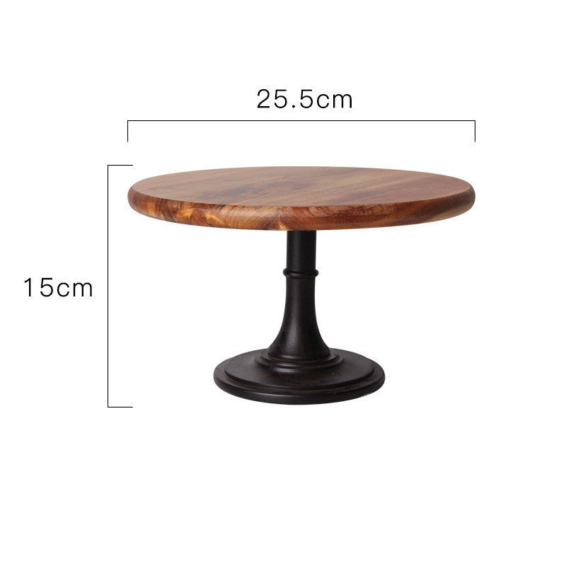 Nordic Style Retro Wooden Cake Plate Glass Cover