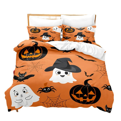 Juego de sábanas de tres piezas para ropa de cama navideña de la serie Halloween