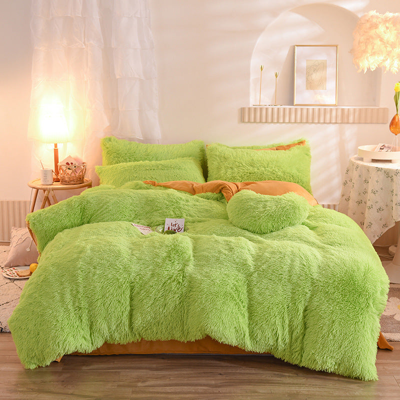 Housse de couette en polaire épaisse de luxe Queen King Winter Warm Bed Housse de couette Taie d'oreiller Fluffy Plush Shaggy Literie Ensemble de literie Hiver Corps Garder au chaud