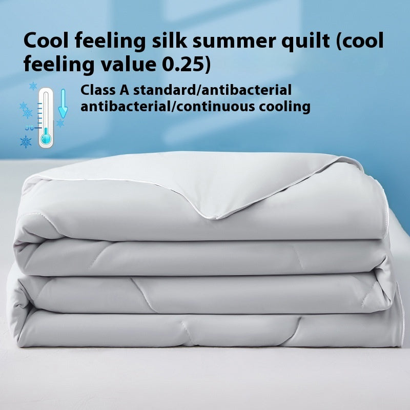 Manta de verano de seda fresca de color puro, funda ventilable, edredón de verano de seda helada para cama individual o doble, edredón fino lavable a máquina