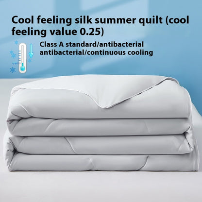 Manta de verano de seda fresca de color puro, funda ventilable, edredón de verano de seda helada para cama individual o doble, edredón fino lavable a máquina