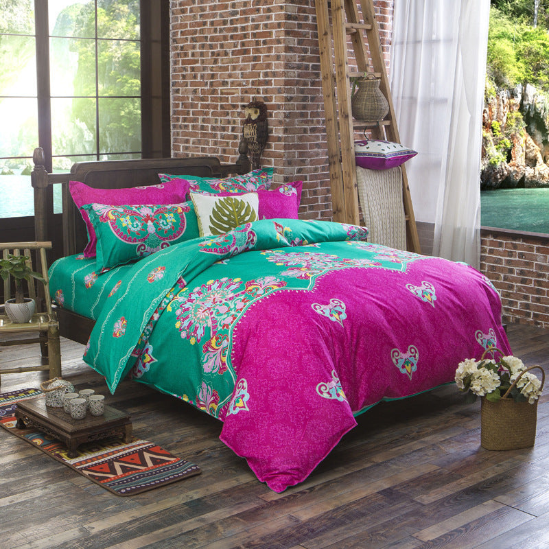 Three-piece Set Of Ethnic Printing On Polyester Bed