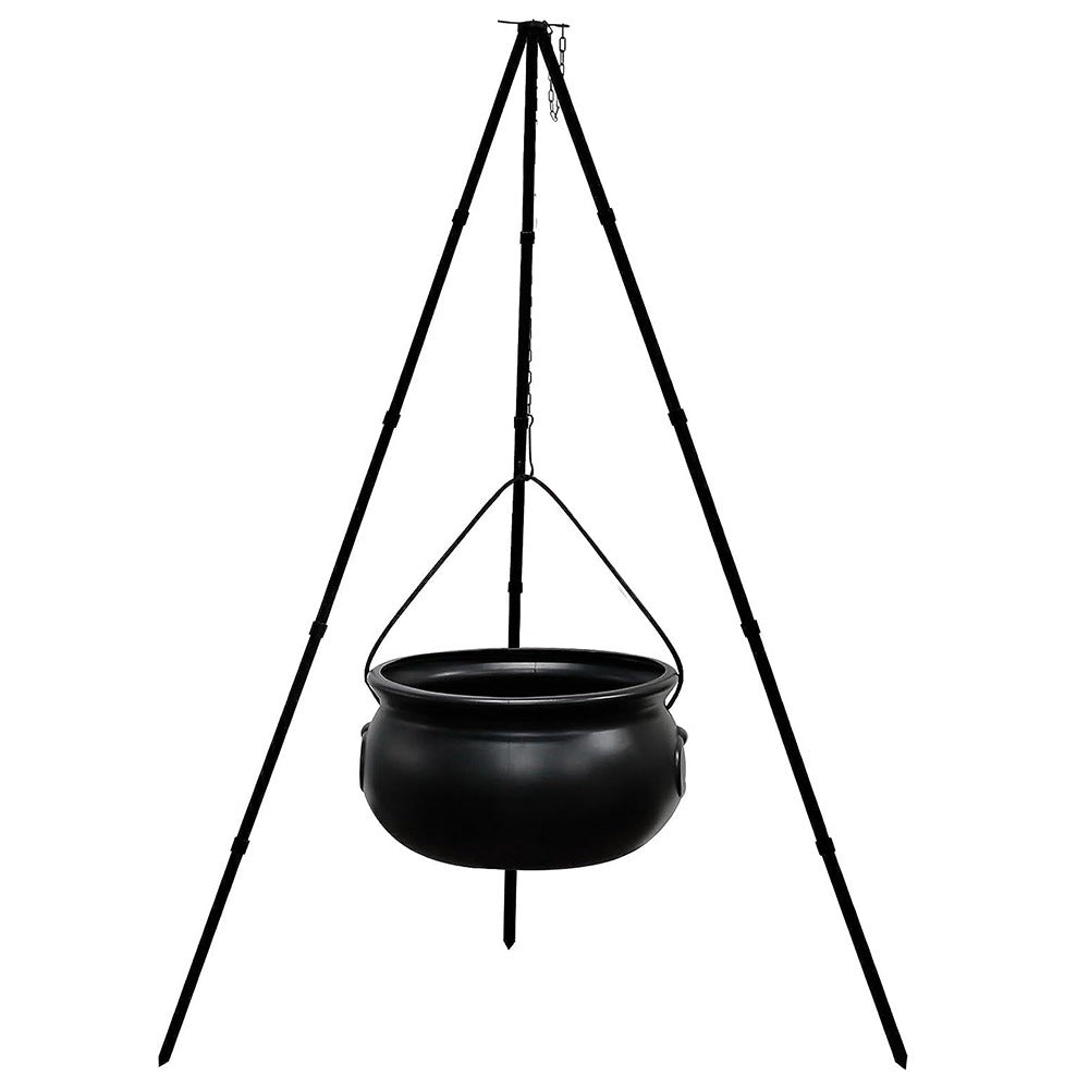 Witch Cauldron On Bonfire Tripod Halloween Decoration