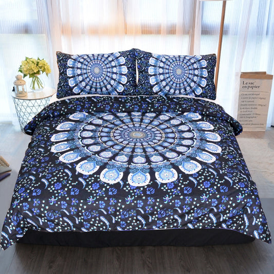 Ropa de cama de pavo real azul