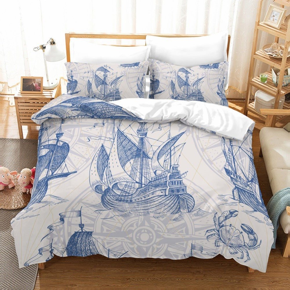 Home Textile Retro Sea Turtle Three Or Four Piece Duvet Cover