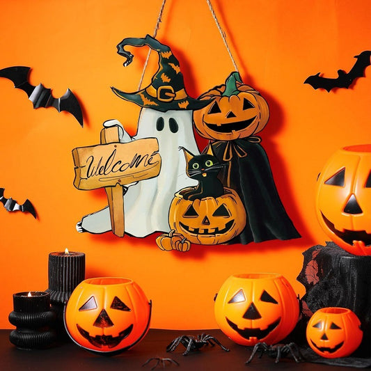 Nouveau panneau de bienvenue d'Halloween pour porte d'entrée d'Amazon