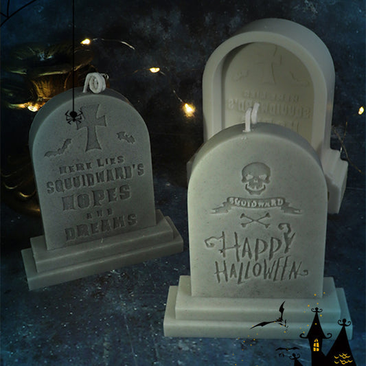 Halloween Tombstone Shape Aroma Plaster Flip Sugar Silicone Mold