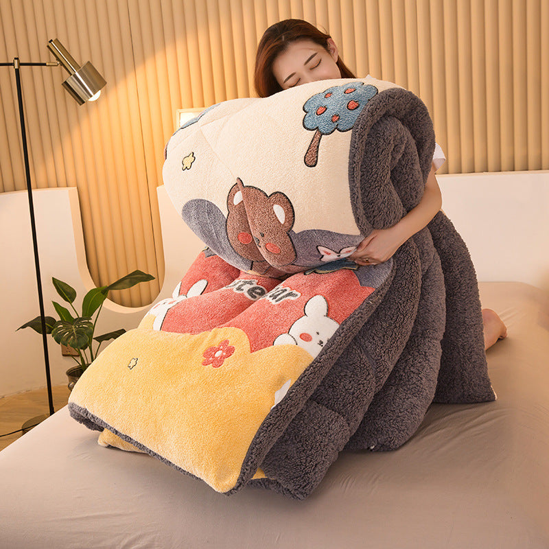 Winter Double-sided Fleece Thickened Warm Lamb Fleece Quilt