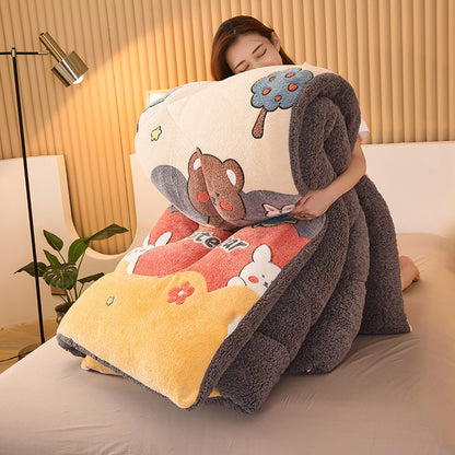 Winter Double-sided Fleece Thickened Warm Lamb Fleece Quilt